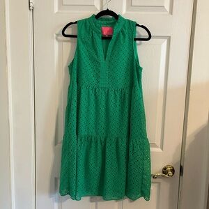 Lilly Pulitzer Novella Dress Agava Green Mini Medallion Chiffon Eyelet Sz Small